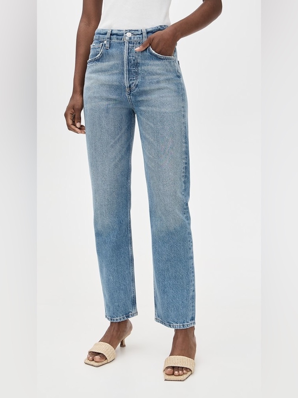 Citizens Of Humanity 28 Charlotte Crop Straight Designer Jeans Denim Distressed